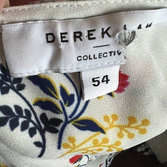 Derek Lam Floral Ruffle Silky Blouse top 1X White Red long sleeves - Picture 10 of 10